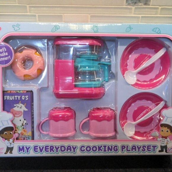 Kids Play Kitchen Playset Cooking Breakfast Tea time Set Pretend Learning - Picture 1 of 5